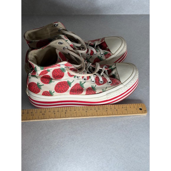 Converse Chuck Taylor All Star Platform Strawberry Print High Top Sneakers - Picture 10 of 11